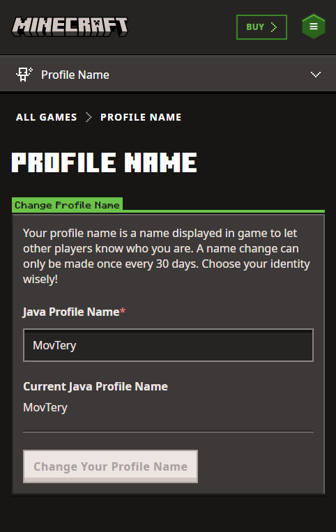 Edit Game Profile